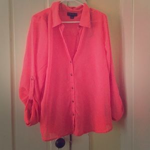 Neon pink blouse