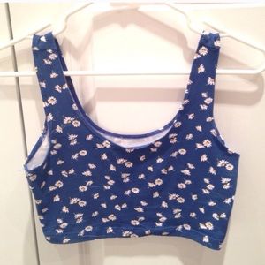 American Apparel Navy Blue Floral Crop Top
