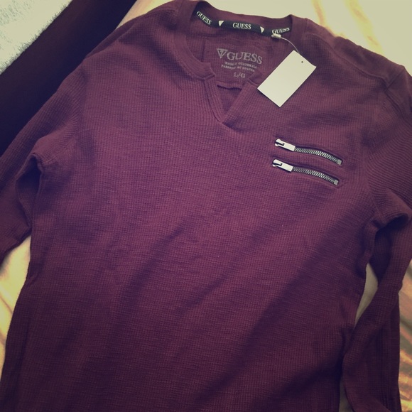 Maroon guess long sleeve shirt