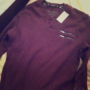 Maroon guess long sleeve shirt