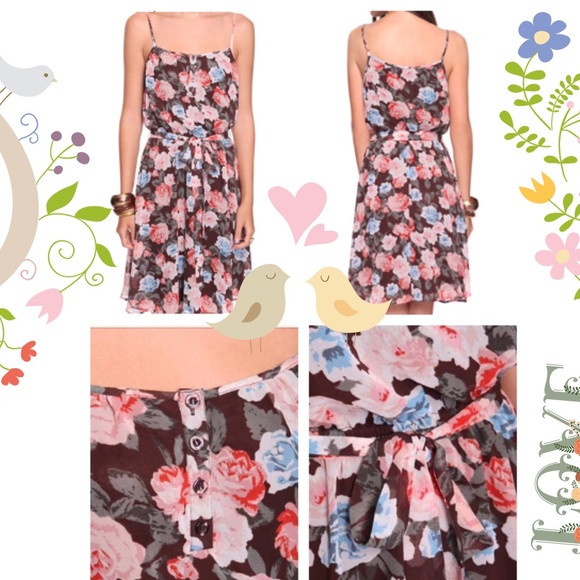 🆕💕NWT Forever21 Rose Chiffon Dress w/ Belt dress