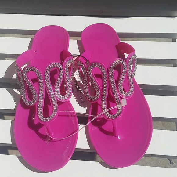 Hot Pink bling jelly shoes