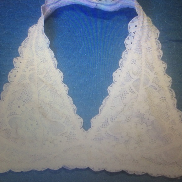 White lace halter bra
