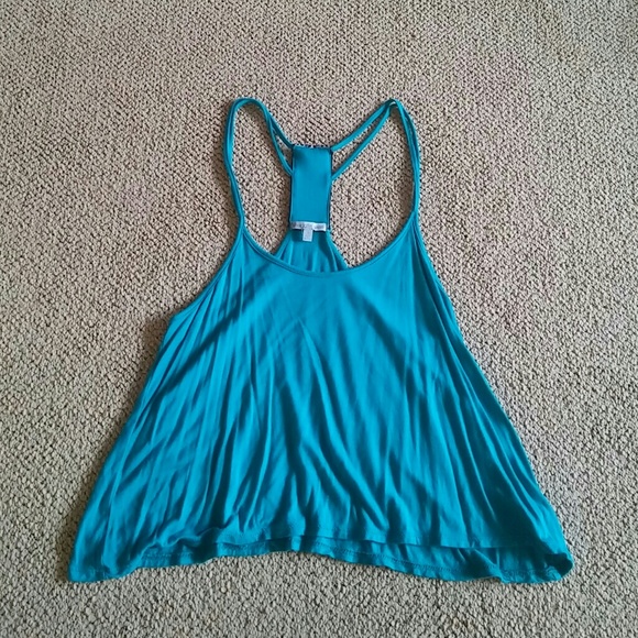 Charlotte Russe Turquoise Racerback Cropped Tank