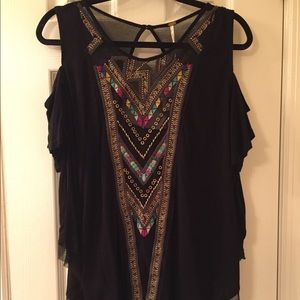 Black Free People Shirt with tribal print