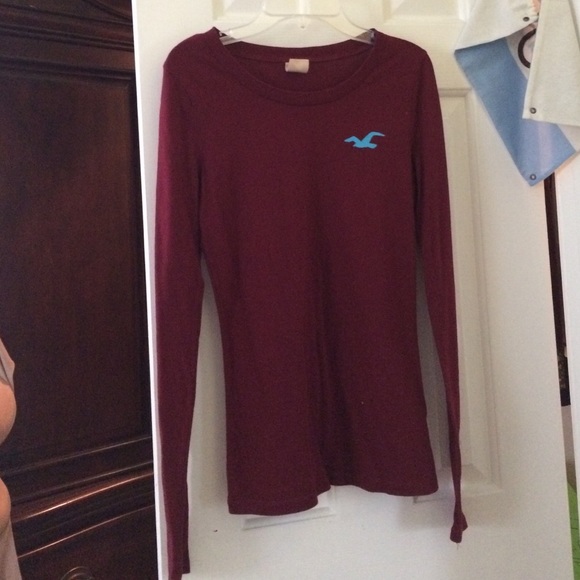 Hollister Maroon Long Sleeve Shirt