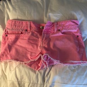 pink denim shorts