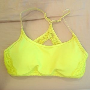 Yellow Aerie Lace Sports Bra