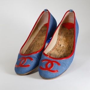 Chanel Authentic 'Like-New' Denim Flats Size 38.5