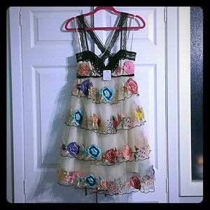 Free People Rambling Rose floral embroidered dress