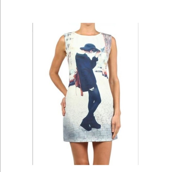 MODEL PRINT KNIT SHIFT DRESS - Picture 2 of 4