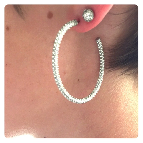 Juicy Couture pave rhinestone hoop earrings