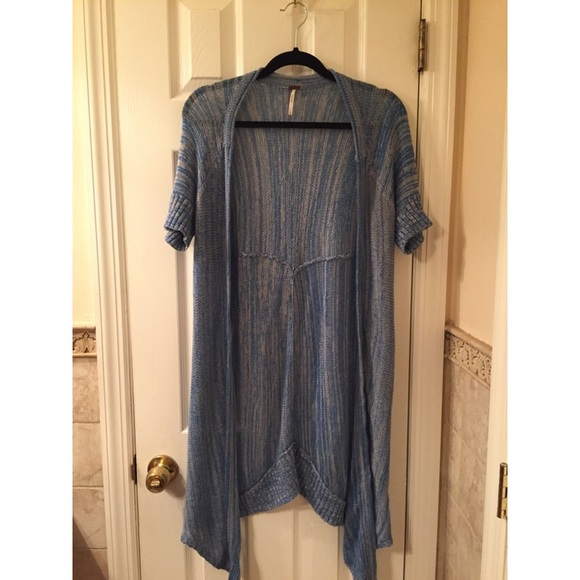 Blue and white knitted light weight sweater