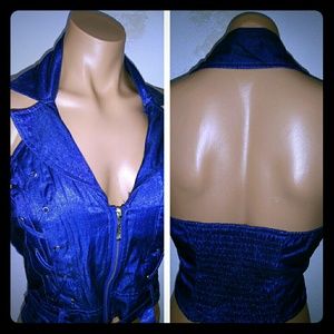 Sapphire Blue Metallic Halter