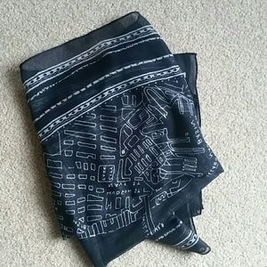 Black J. Crew Scarf - Map of Brooklyn