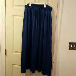 Dark teal navy pleated maxi