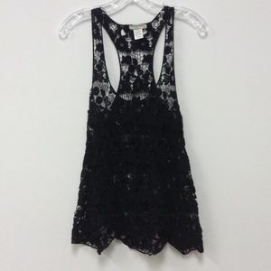 Black Crochet Lace Flower Tank (NWOT)