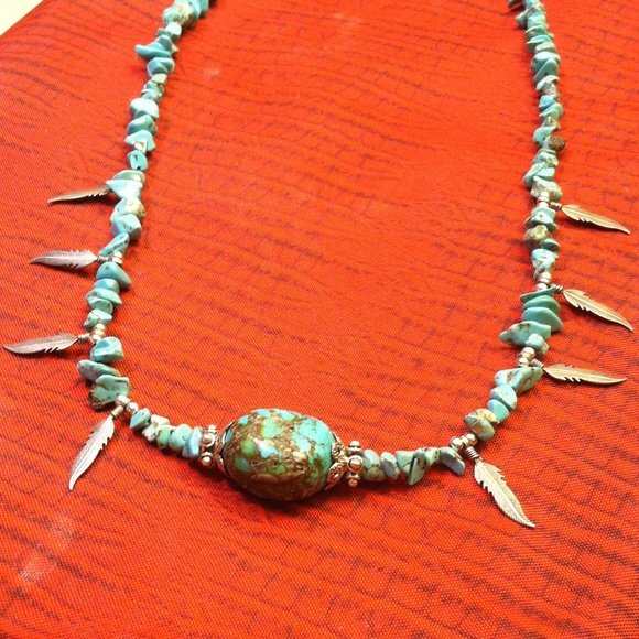 Turquoise & Feather Necklace