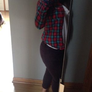 Hollister plaid shirt and yellow top