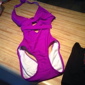 Purple one piece bathing suit