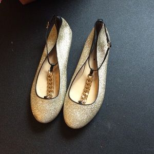 J. Crew T-Strap Ballet Flats in Glitter