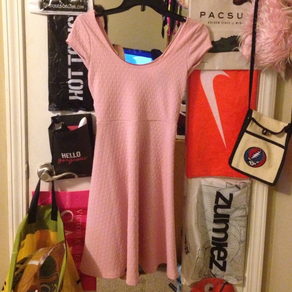 Pink backless dress with bow