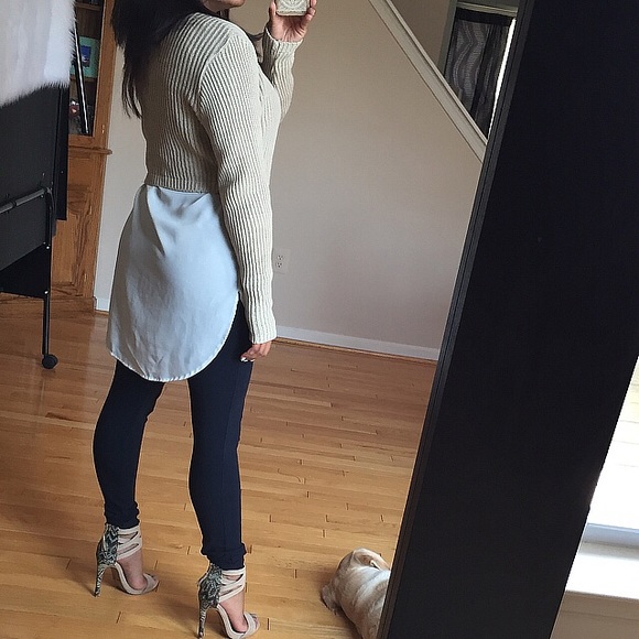 Ribbed sweater long sleeve crop top - Picture 3 of 4