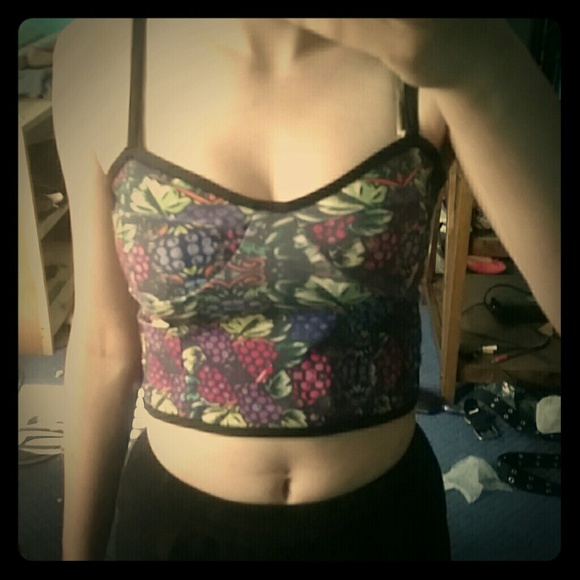 Grape patterned bustier crop top