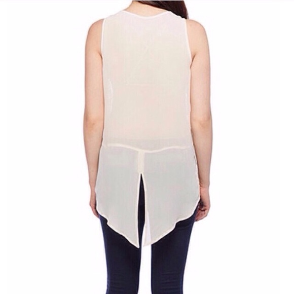 BB Dakota Sheer Lace Front Hi-Low Tank. Large - Picture 3 of 3