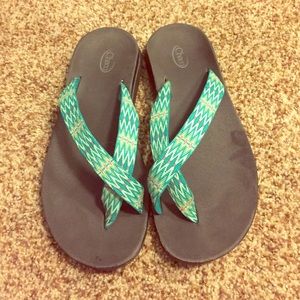 Turquoise Chaco flip flops!
