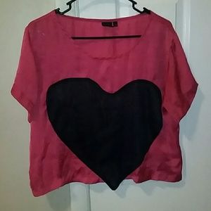 Cute pink polyester shirt with heart