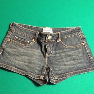 Denim shorts.
