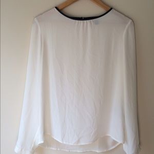 Leather Accented White Blouse