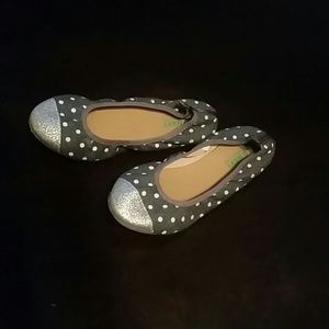 Girls sliver and denim flats