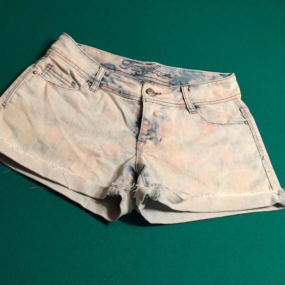 Denim shorts.