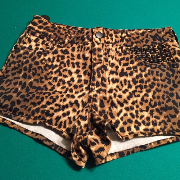 Leopard print shorts.