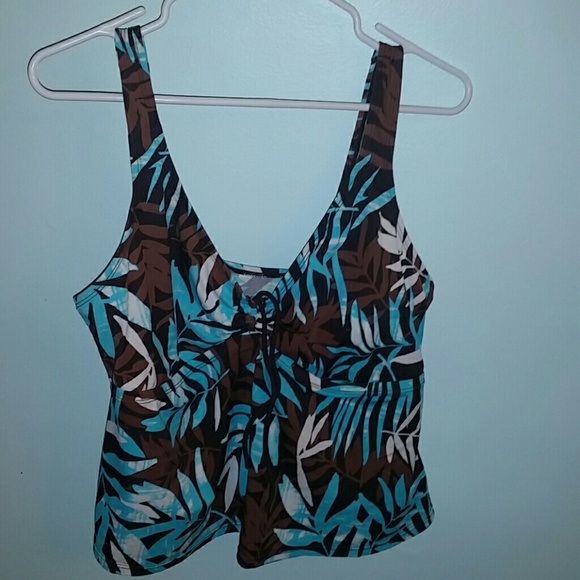 Floral Brown Blue and White Tankini top
