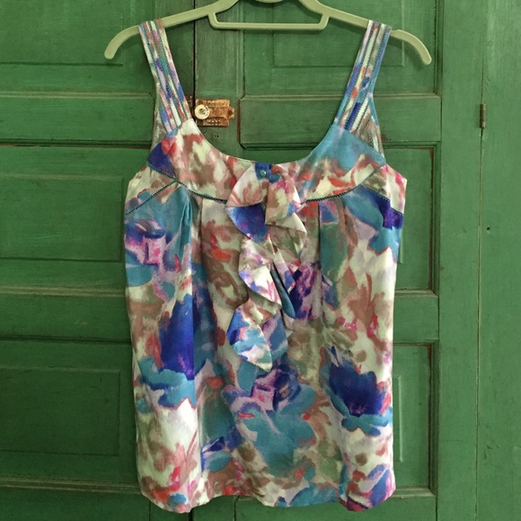 Anthropologie Silk Watercolor Tank Top