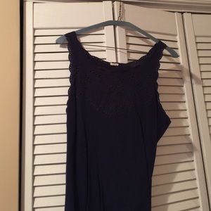 Cotton tank top with scalloped neck & cutouts