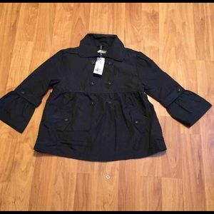 Women double breasted wrap coat black NWT