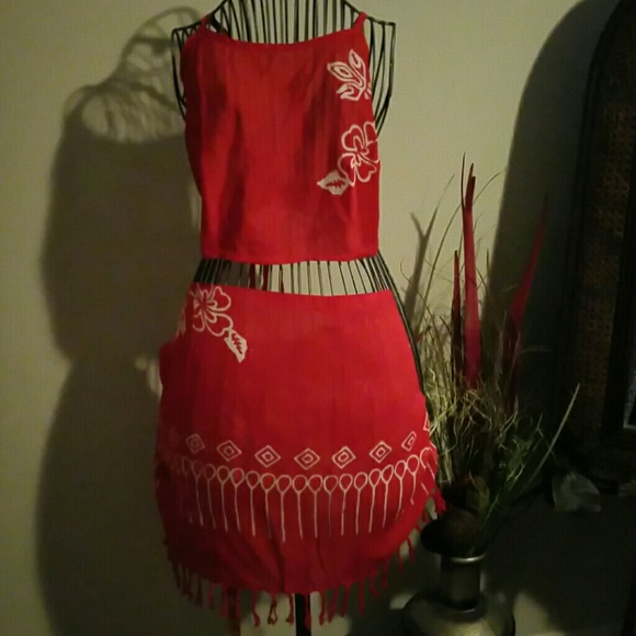 Sold Red Beach Ready 2 Piece Cover up!!! - Picture 2 of 3