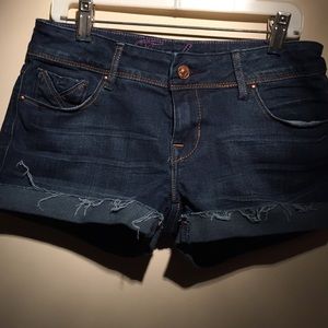 Denim shorts.