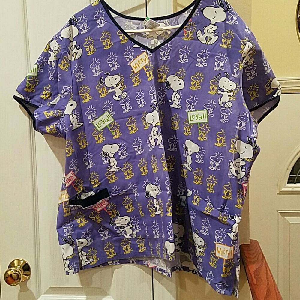 Plus size Snoopy Nurses Scrubs Top