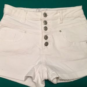 White denim shorts.