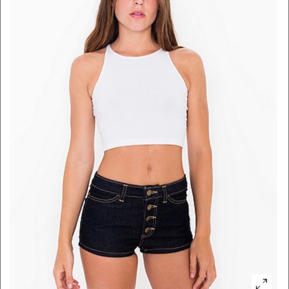 American Apparel dark denim front button up short