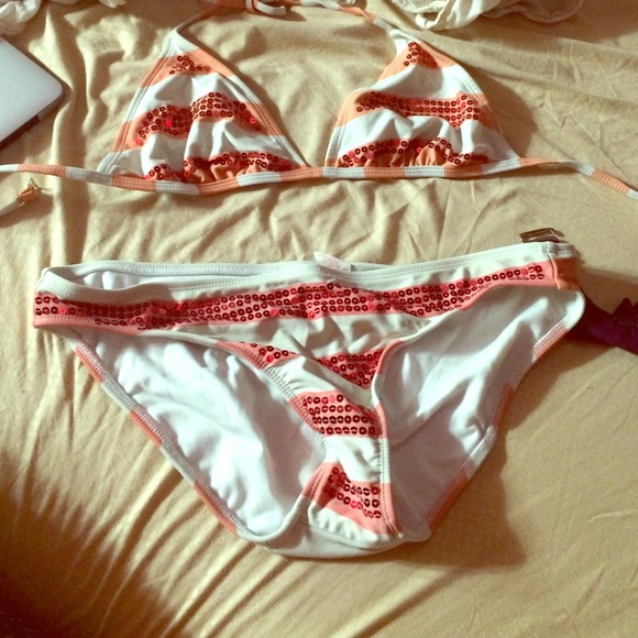 Xhilaration Sequin Striped Bikini