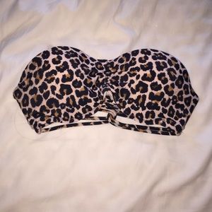 Push up animal print bikini top swim strapless
