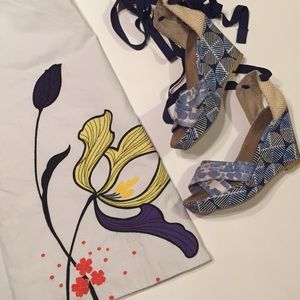 Anthropologie Floral Embroidered A Line Skirt