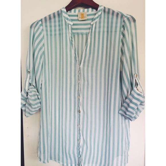 SOLD / Sheer stripe button down top