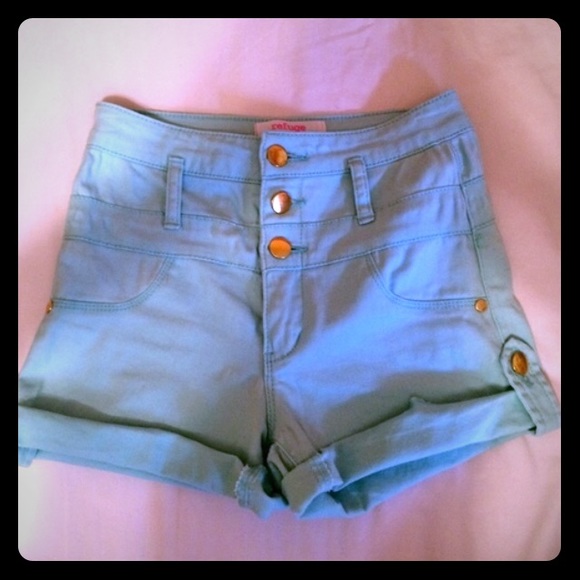 Blue High Waisted Shorts